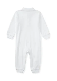 Baby Boys Embroidered Cotton Coveralls