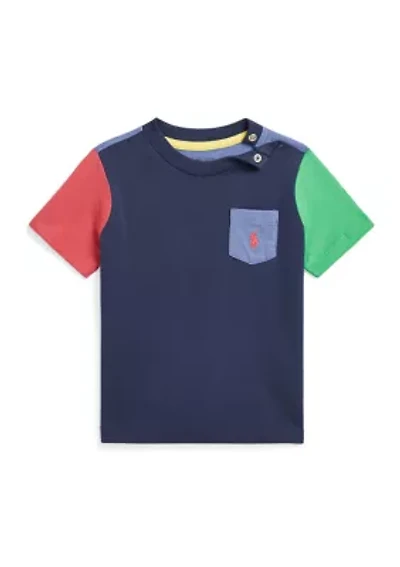 Baby Boys Color Blocked Cotton Pocket T-Shirt