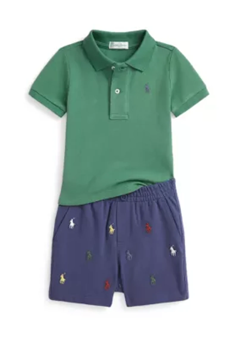 Baby Boys Mesh Polo Shirt & Short Set