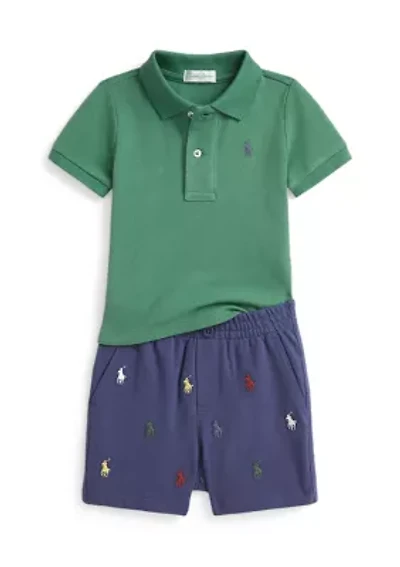 Baby Boys Mesh Polo Shirt & Short Set
