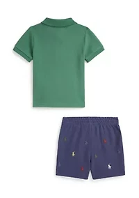 Baby Boys Mesh Polo Shirt & Short Set
