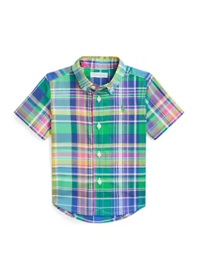 Baby Boys Gingham Cotton Poplin Short Sleeve Shirt