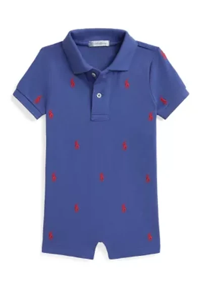 Baby Boys Polo Pony Cotton Mesh Shortall