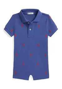 Baby Boys Polo Pony Cotton Mesh Shortall