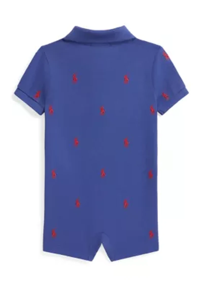 Baby Boys Polo Pony Cotton Mesh Shortall