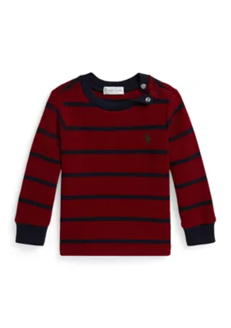 Baby Boys Striped Waffle Cotton Long-Sleeve Tee
