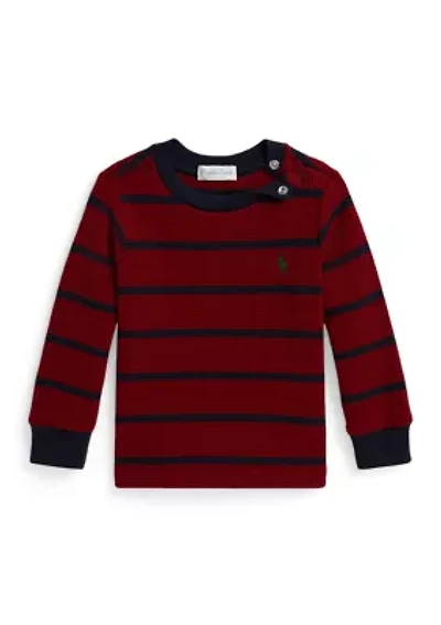 Baby Boys Striped Waffle Cotton Long-Sleeve Tee