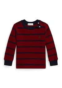 Baby Boys Striped Waffle Cotton Long-Sleeve Tee