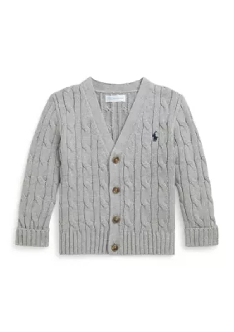 Baby Boys Cable-Knit Cotton V-Neck Cardigan