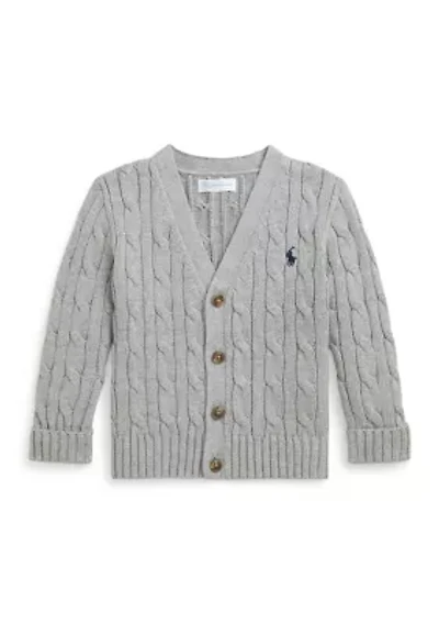 Baby Boys Cable-Knit Cotton V-Neck Cardigan