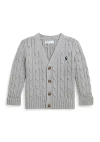 Baby Boys Cable-Knit Cotton V-Neck Cardigan