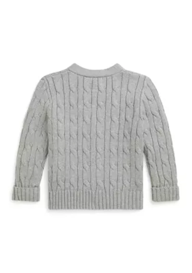 Baby Boys Cable-Knit Cotton V-Neck Cardigan
