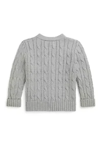 Baby Boys Cable-Knit Cotton V-Neck Cardigan
