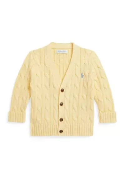 Baby Boys Cable-Knit Cotton V-Neck Cardigan