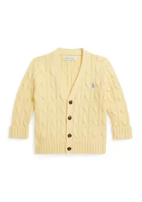 Baby Boys Cable-Knit Cotton V-Neck Cardigan