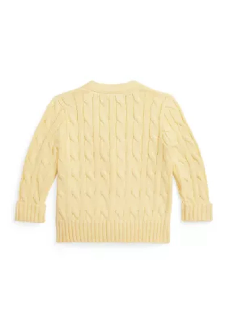 Baby Boys Cable-Knit Cotton V-Neck Cardigan