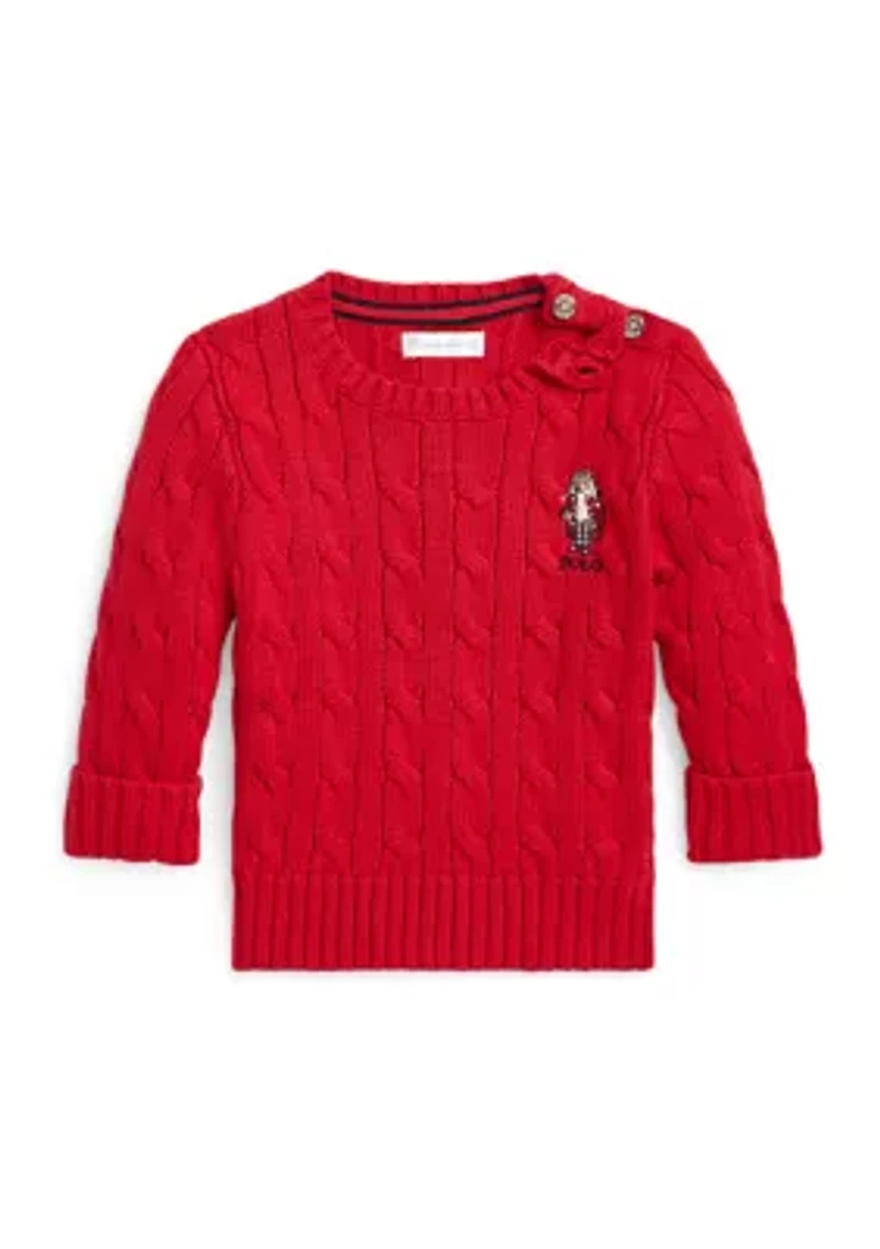 Baby Boys Polo Bear Cable Knit Cotton Sweater