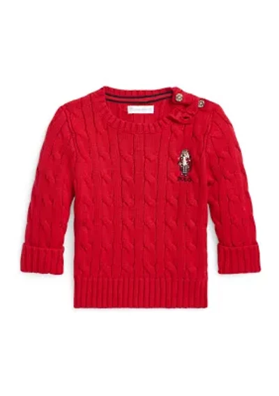 Baby Boys Polo Bear Cable Knit Cotton Sweater