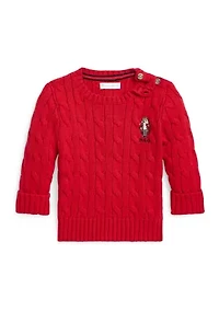 Baby Boys Polo Bear Cable Knit Cotton Sweater