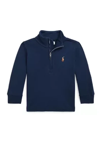Baby Boys Cotton Interlock Quarter-Zip Pullover