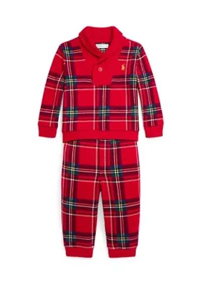 Baby Boys Plaid Fleece Pullover & Jogger Pants Set