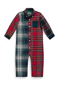 Baby Boys Stretch Poplin Fun Coverall