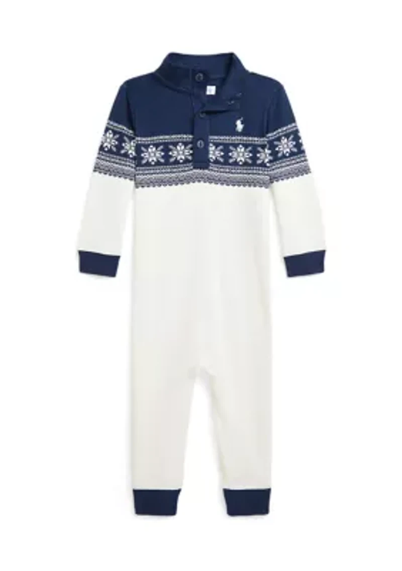 Baby Boys Snowflake Cotton Interlock Coverall