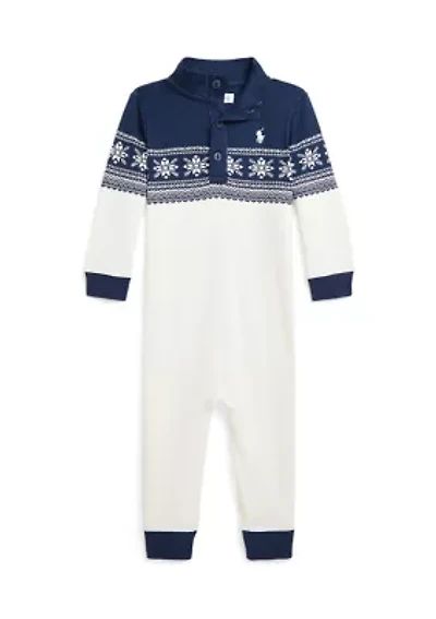 Baby Boys Snowflake Cotton Interlock Coverall