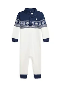 Baby Boys Snowflake Cotton Interlock Coverall