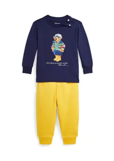 Baby Boys Polo Bear Jersey T-Shirt & Fleece Pants Set