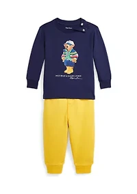 Baby Boys Polo Bear Jersey T-Shirt & Fleece Pants Set