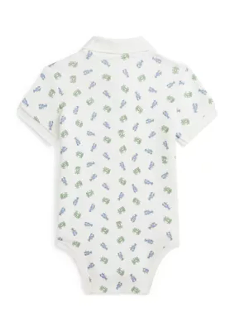 Baby Boys Crab Print Soft Cotton Polo Bodysuit