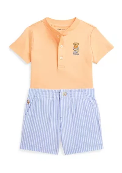 Baby Boys Polo Bear Henley Shirt & Mesh Shorts Set