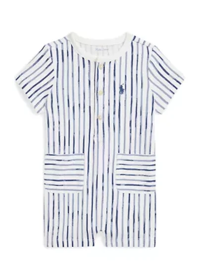 Baby Boys Striped Cotton Henley Shortall