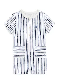 Baby Boys Striped Cotton Henley Shortall