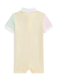 Baby Boys Striped Oxford Mesh Fun Polo Shortall