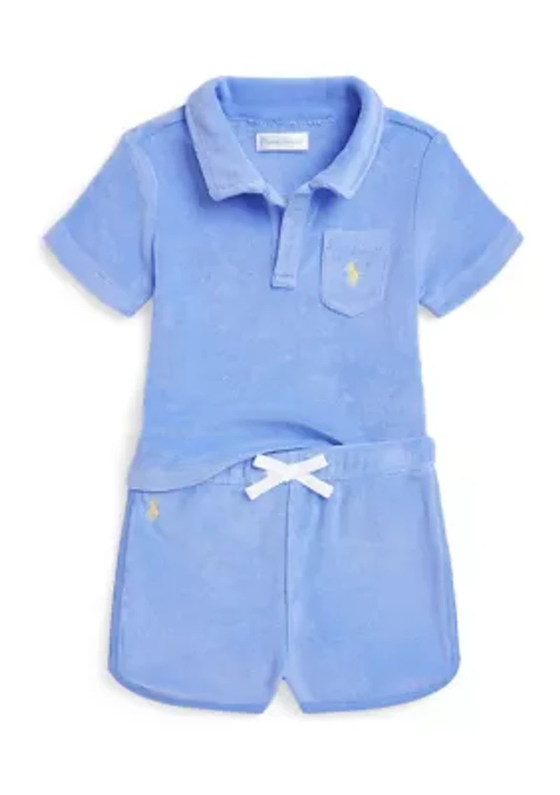 Baby Boys Terry Polo Shirt & Short Set