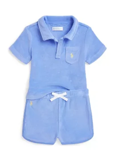 Baby Boys Terry Polo Shirt & Short Set