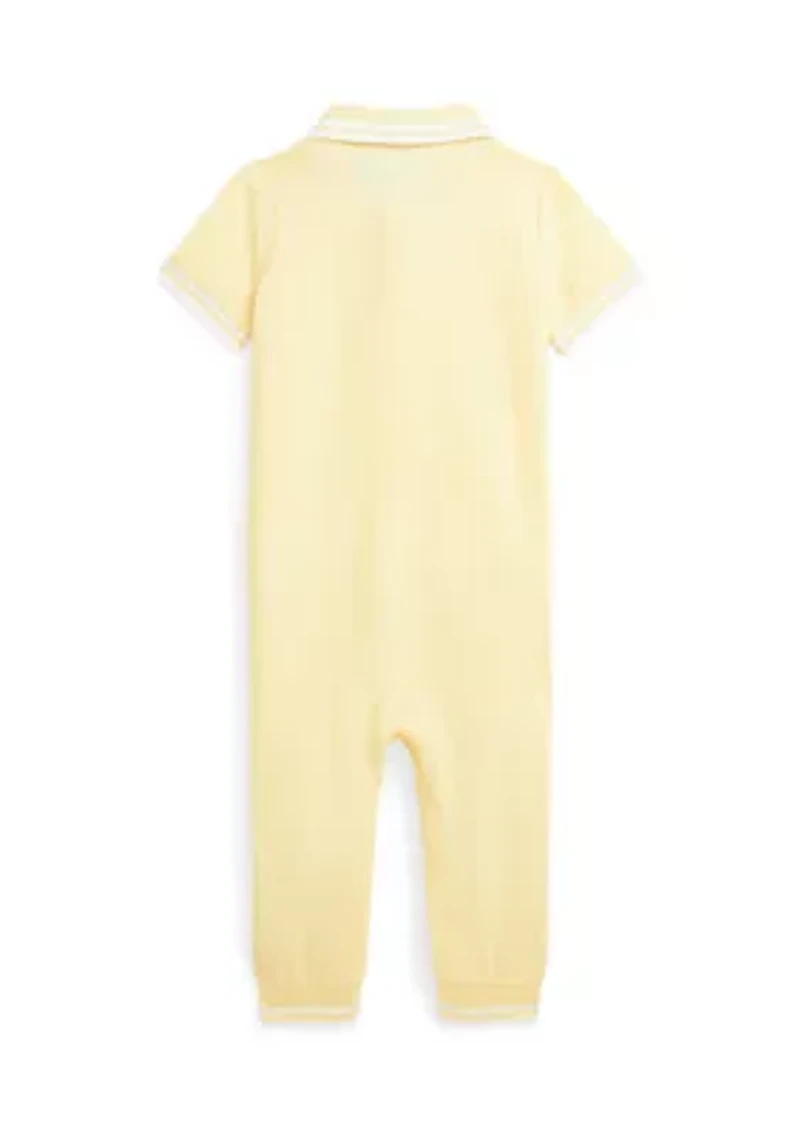 Baby Boys Cotton Oxford Mesh Polo Coverall