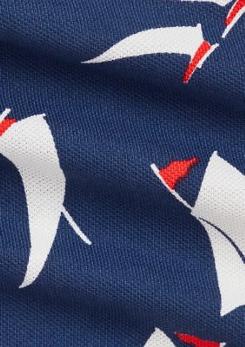 Baby Boys Sailboat Print Cotton Mesh Polo Shortall
