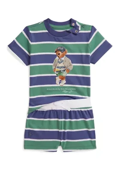 Baby Boys Polo Bear Cotton Jersey T-Shirt and Shorts Set