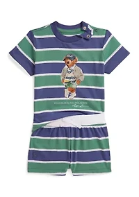 Baby Boys Polo Bear Cotton Jersey T-Shirt and Shorts Set
