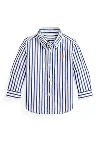 Toddler Boys Striped Cotton Poplin Shirt