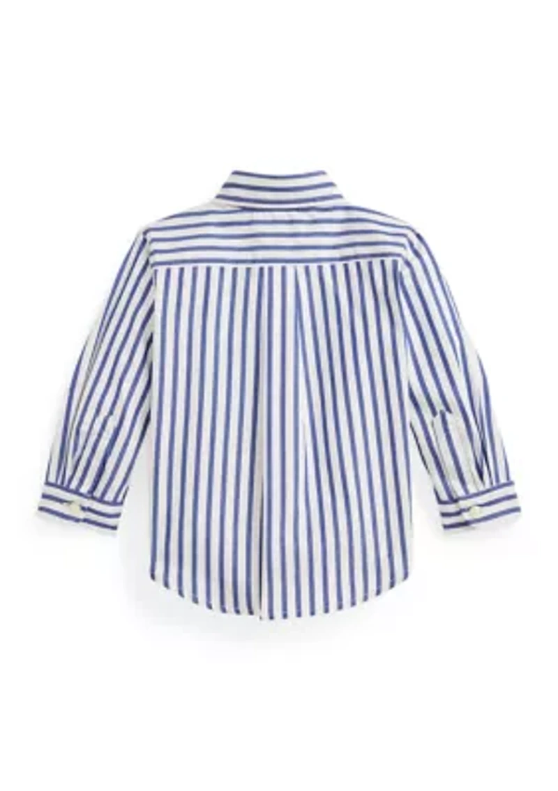 Toddler Boys Striped Cotton Poplin Shirt