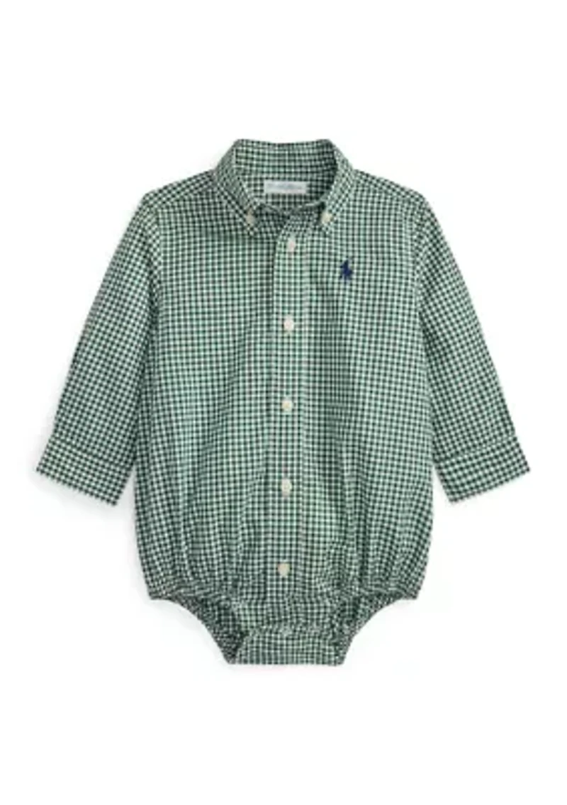 Baby Boys Gingham Cotton Poplin Bodysuit