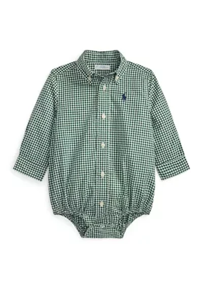 Baby Boys Gingham Cotton Poplin Bodysuit