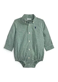 Baby Boys Gingham Cotton Poplin Bodysuit