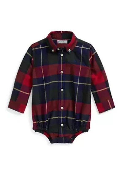 Baby Boys Plaid Cotton Oxford Bodysuit