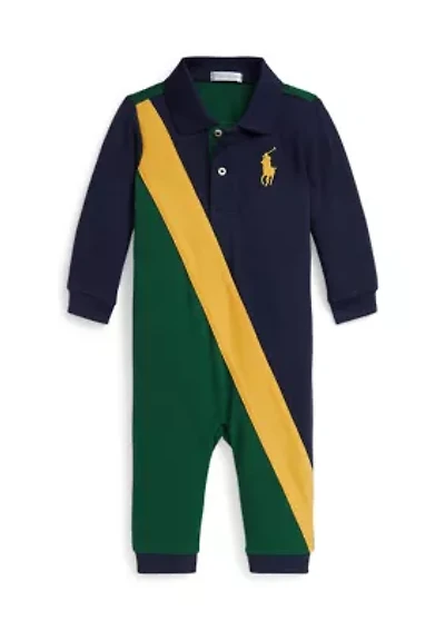 Baby Boys Big Pony Cotton Mesh Polo Coverall