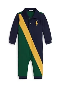 Baby Boys Big Pony Cotton Mesh Polo Coverall